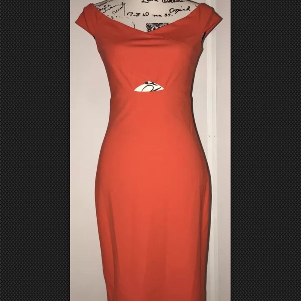 Nicole Miller Orange OffShoulder Cutout Dress Sz 8